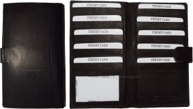 Leather checkbook cover multiple credit card ID organizer Black 19 card case new