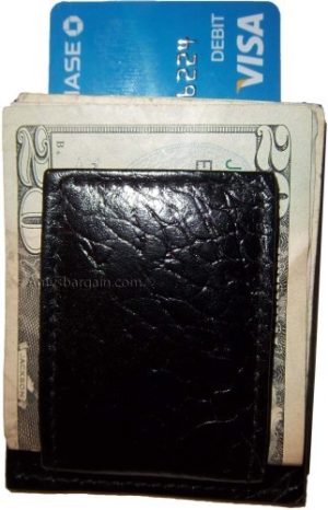 Lot of 12 Crocodile skin printed leather money clip Black Bifold Billfold BR New - Image 9