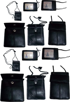Lot of 12 New Neck string ID Case, Credit Card Case, Black Wallet pouch Money BN