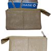 Lot of 2 Change Purse Leather mini wallet Card case Zip coin case key ring