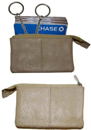 Lot of 2 Change Purse Leather mini wallet Card case Zip coin case key ring