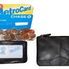 Lot of 2 Leather Change Purse Mini pocket Wallet business card case key Ring #33
