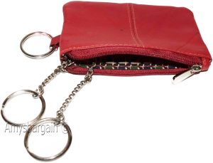 Lot of 2 Leather change purse, Zip coin wallet, 2 pocket coin case w/ key rings - Image 10