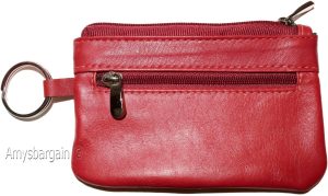 Lot of 2 Leather change purse, Zip coin wallet, 2 pocket coin case w/ key rings - Image 3