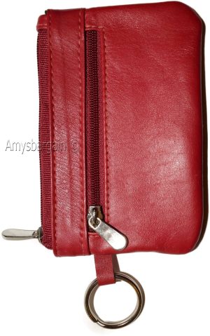 Lot of 2 Leather change purse, Zip coin wallet, 2 pocket coin case w/ key rings - Image 6
