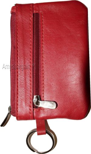 Lot of 2 Leather change purse, Zip coin wallet, 2 pocket coin case w/ key rings - Image 7