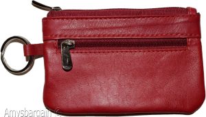 Lot of 2 Leather change purse, Zip coin wallet, 2 pocket coin case w/ key rings - Image 8