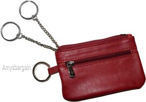 Lot of 2 Leather change purse, Zip coin wallet, 2 pocket coin case w/ key rings - Image 9