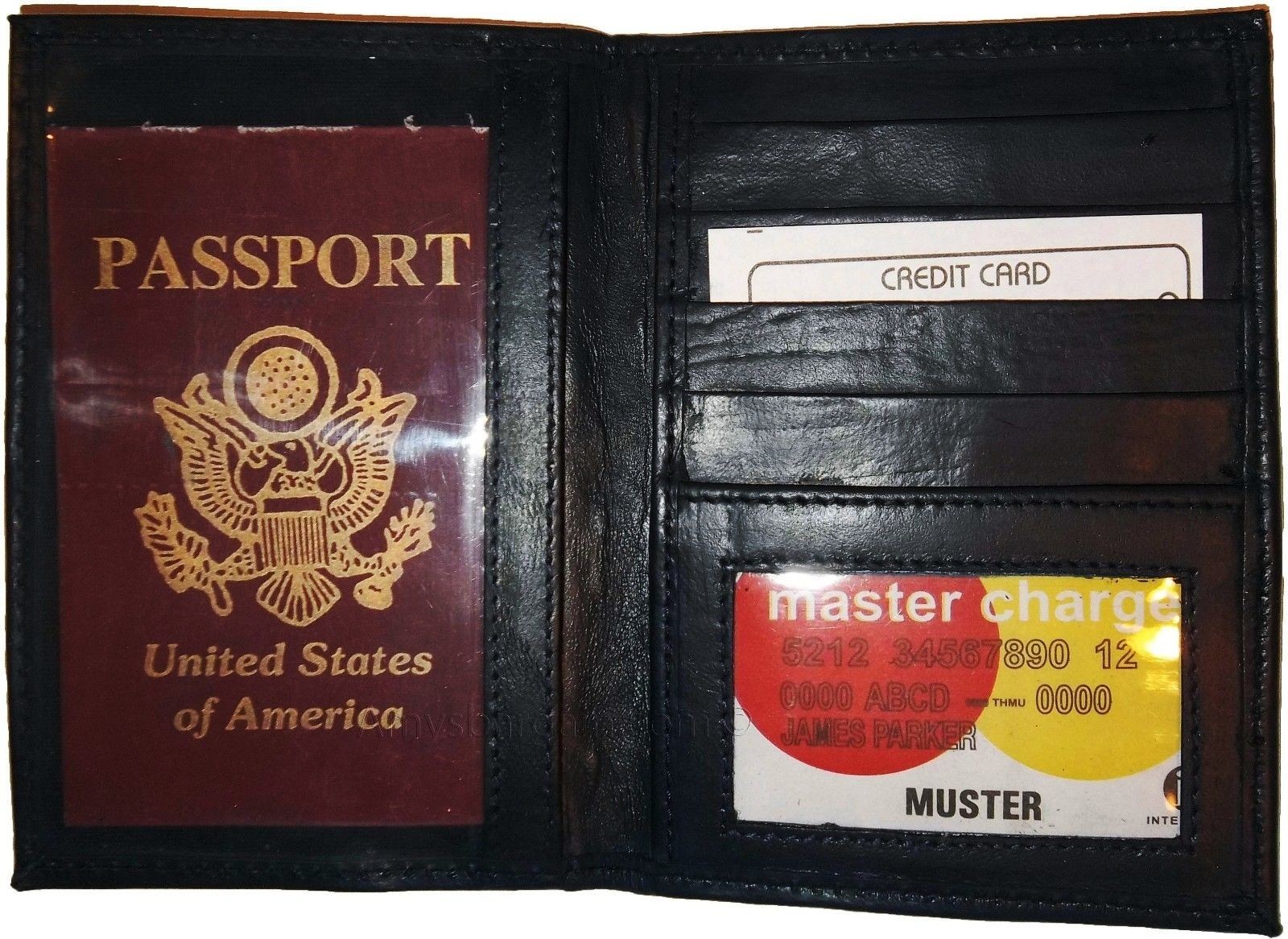 Lot of 2 New 4 credit cards + ID Lamb skin USA Leather passport case wallet BNWT - Image 3