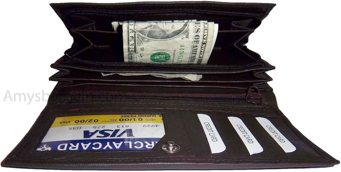 Lot of 2 New Woman's Leather checkbook wallet 6 Credit card 7 Bill pockets new - Image 7