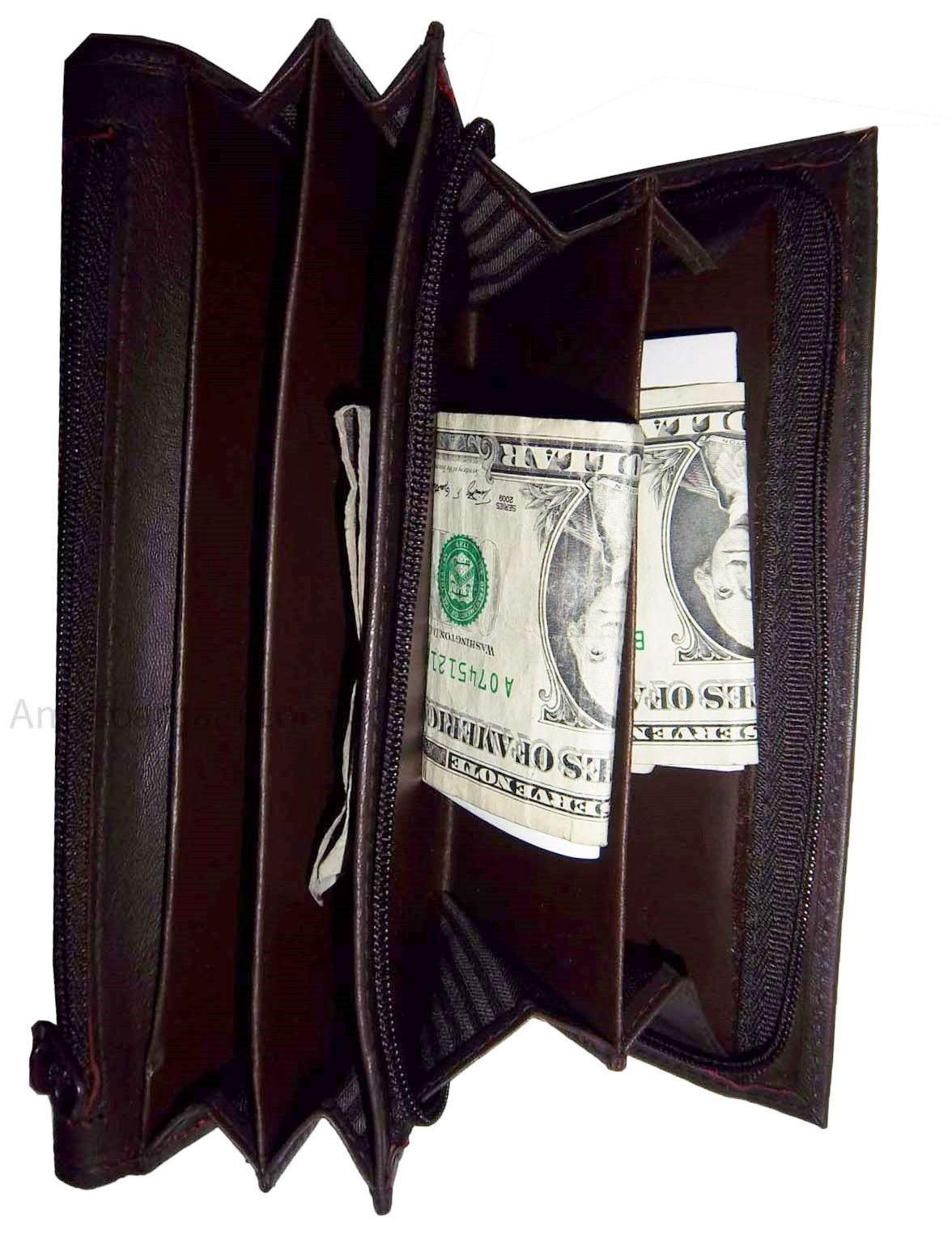 Lot of 2 New Woman's Leather checkbook wallet 6 Credit card 7 Bill pockets new - Image 8