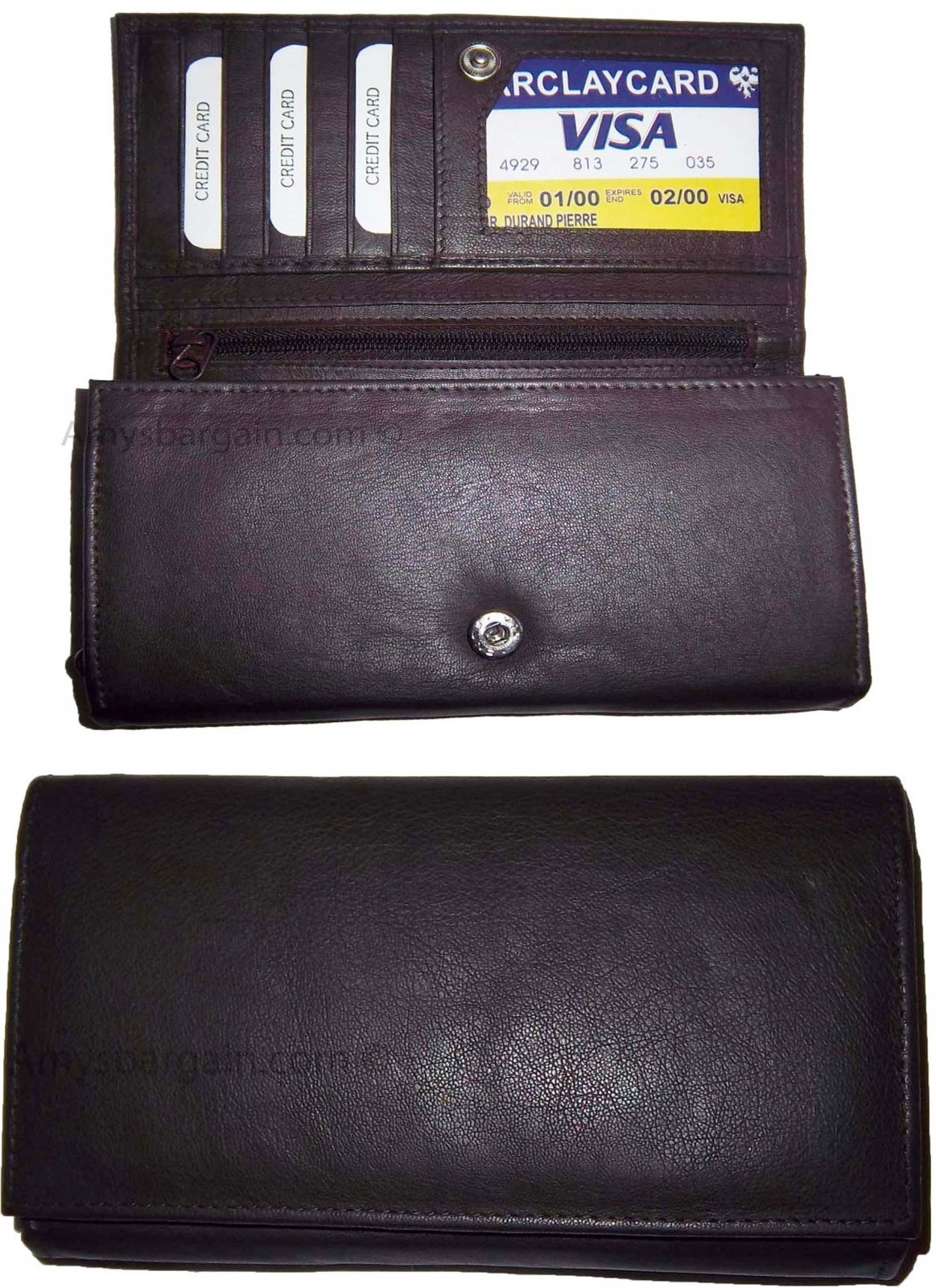 Lot of 2 New Woman's Leather checkbook wallet 6 Credit card 7 Bill pockets new