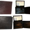 Lot of 2 New Woven Printed Leather man's bi fold wallet 6 cards ID new wallet