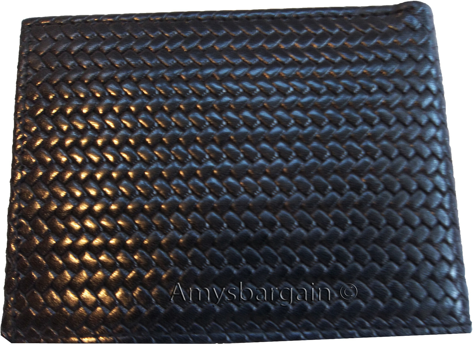 Lot of 2 New Woven Printed Leather man's bi fold wallet 6 cards ID new wallet - Image 12