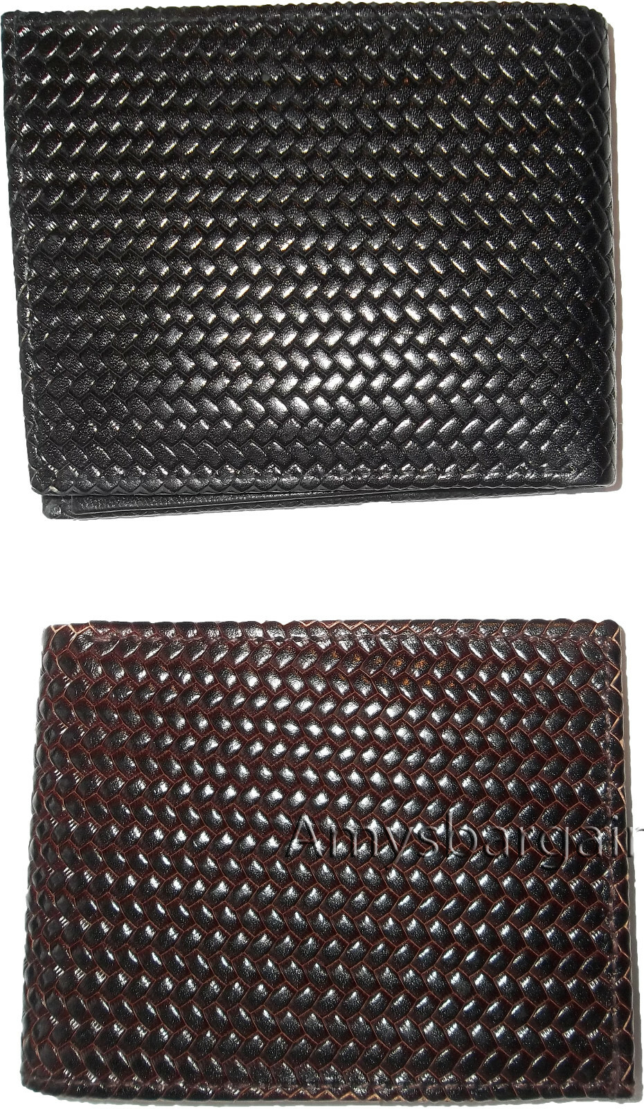 Lot of 2 New Woven Printed Leather man's bi fold wallet 6 cards ID new wallet - Image 3