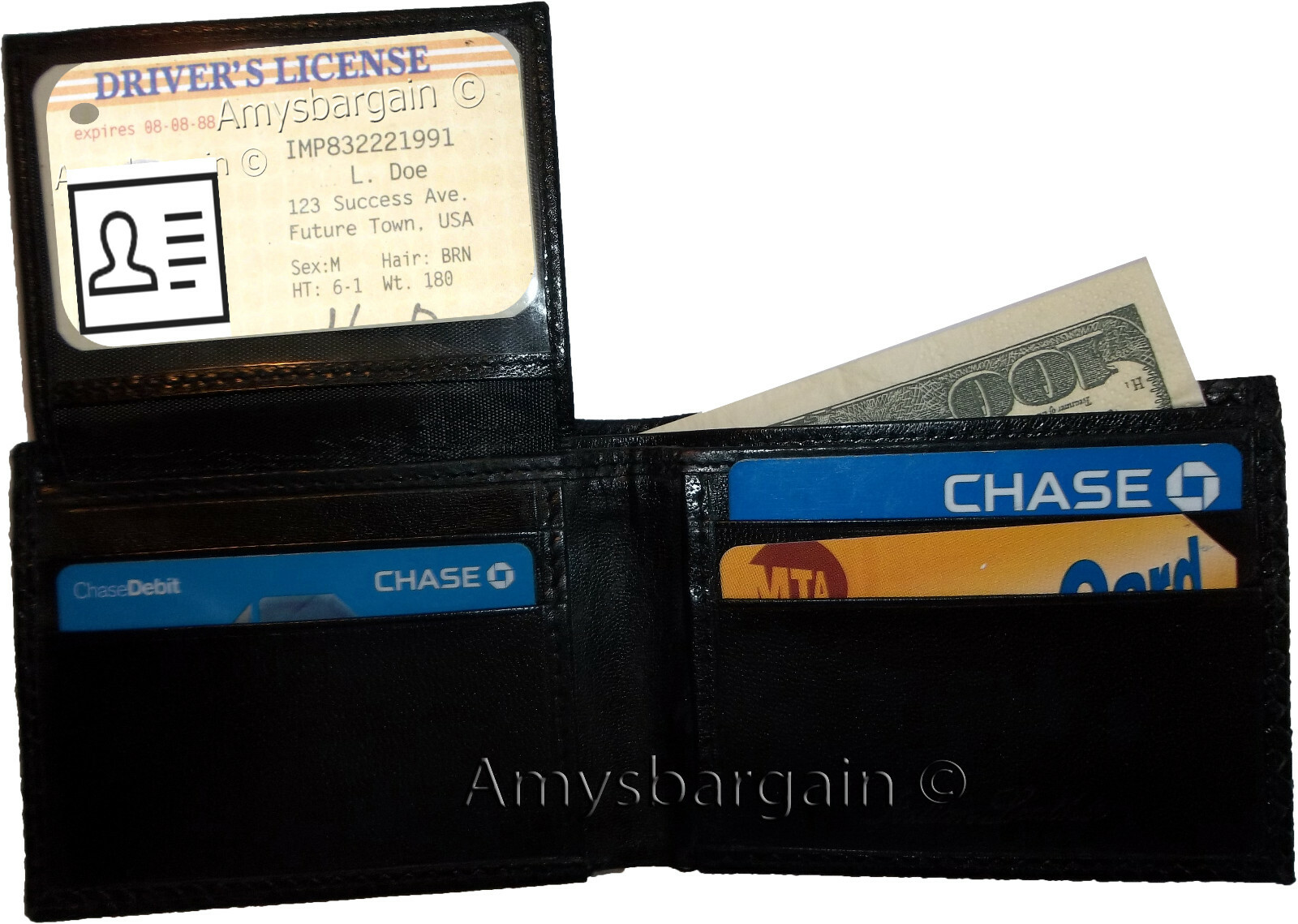 Lot of 2 New Woven Printed Leather man's bi fold wallet 6 cards ID new wallet - Image 10