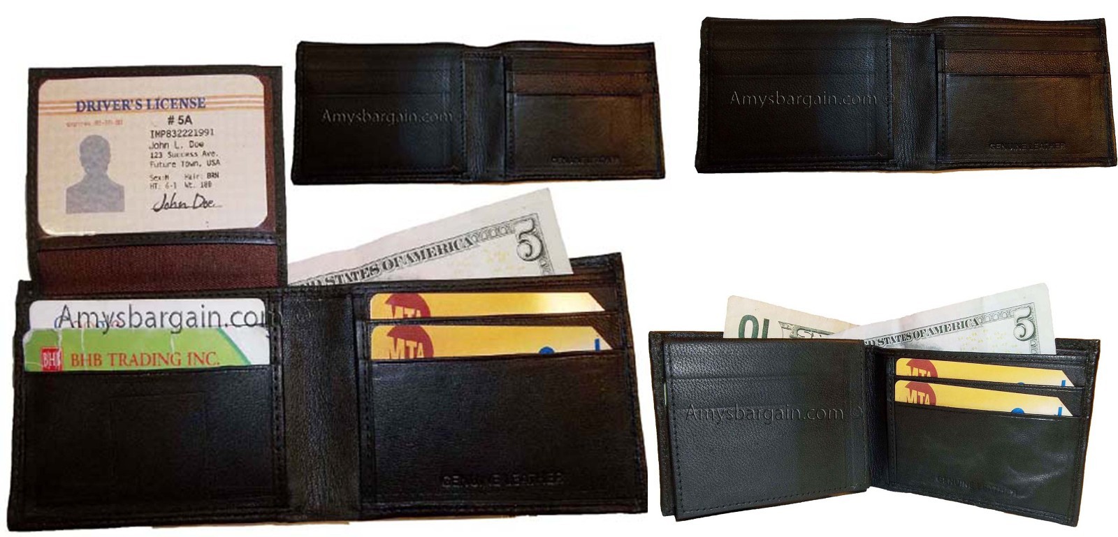 Lot of 2 New man's skinny leather Bi-fold wallet 6 bank card holder 2 bill slots - Image 13