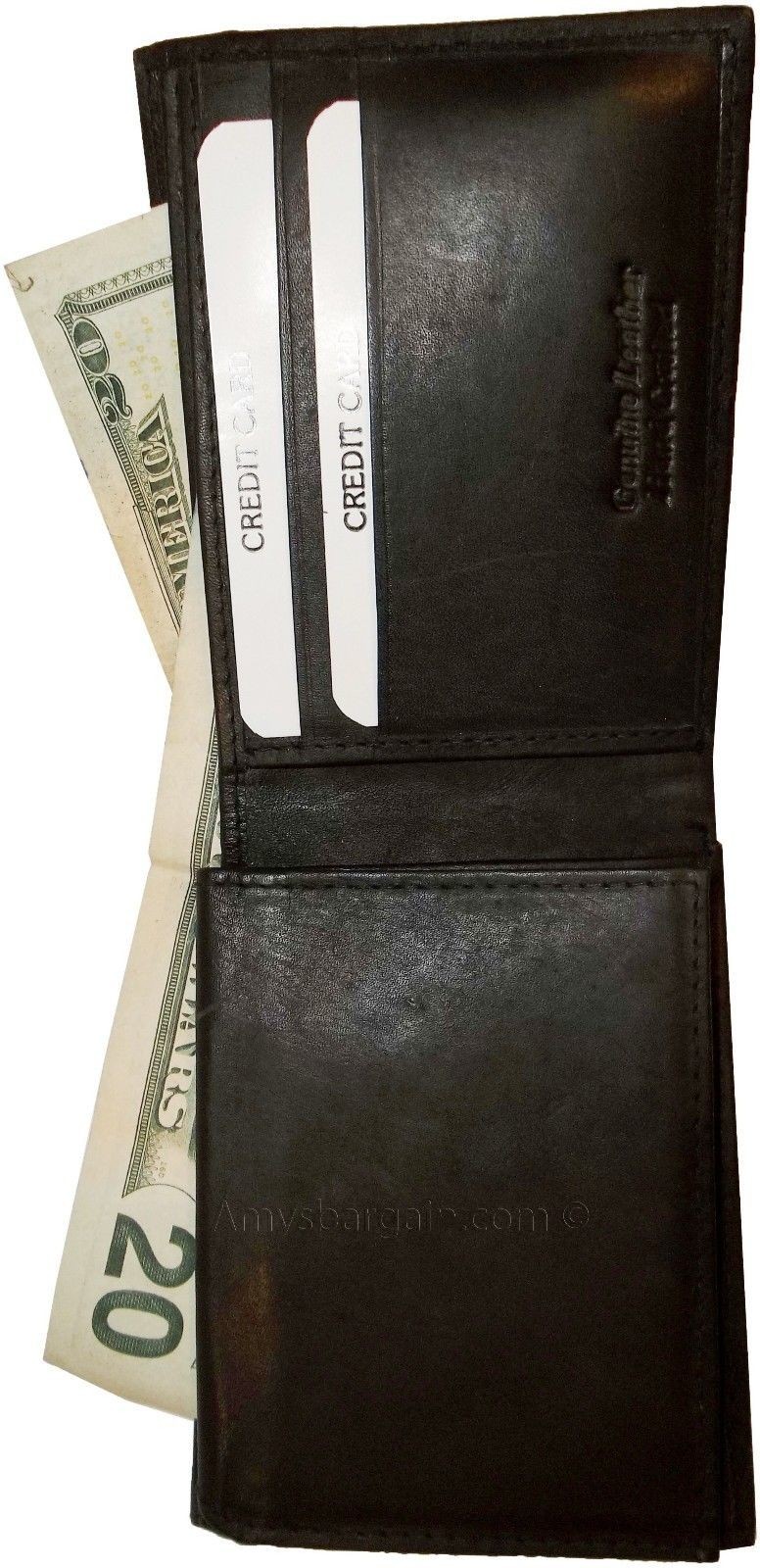 Lot of 2 New style leather man's wallet 2 bill slots 1 zip 4 credit cards ID new - Image 4