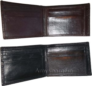 Lot of 2 Woven printed leather man's bi-fold wallet 9 Credits card ID new style - Image 9