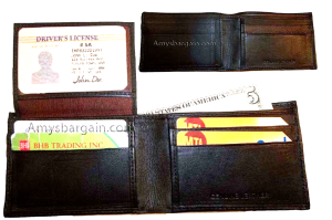 Lot of 2 man's skinny leather Bi-fold wallet 6 bank card holder 2 bill slots new