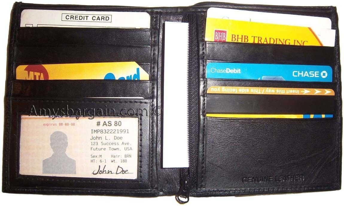 Lot of 2.Men's Wallet Leather Hipster Billfold case Bifold zip coin purse Br new - Image 7