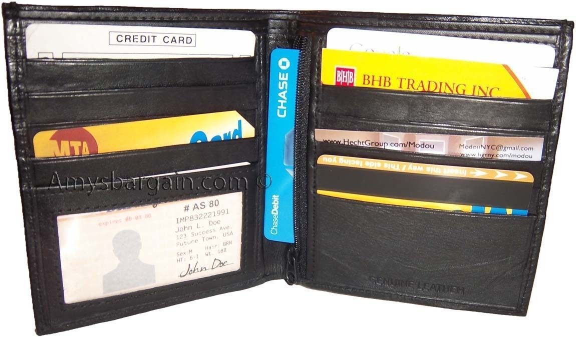 Lot of 2.Men's Wallet Leather Hipster Billfold case Bifold zip coin purse Br new - Image 10