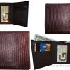 Lot of 3 Italian Style Lizard skin Printed Leather Man's Brown Trifold wallet BN