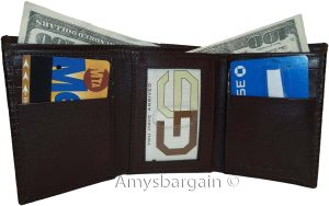 Lot of 3 Italian Style Lizard skin Printed Leather Man's Brown Trifold wallet BN - Image 7