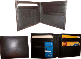 Lot of 3 Men's Bifold genuine leather Wallet Brown 2 Bill slots 14 card wallet