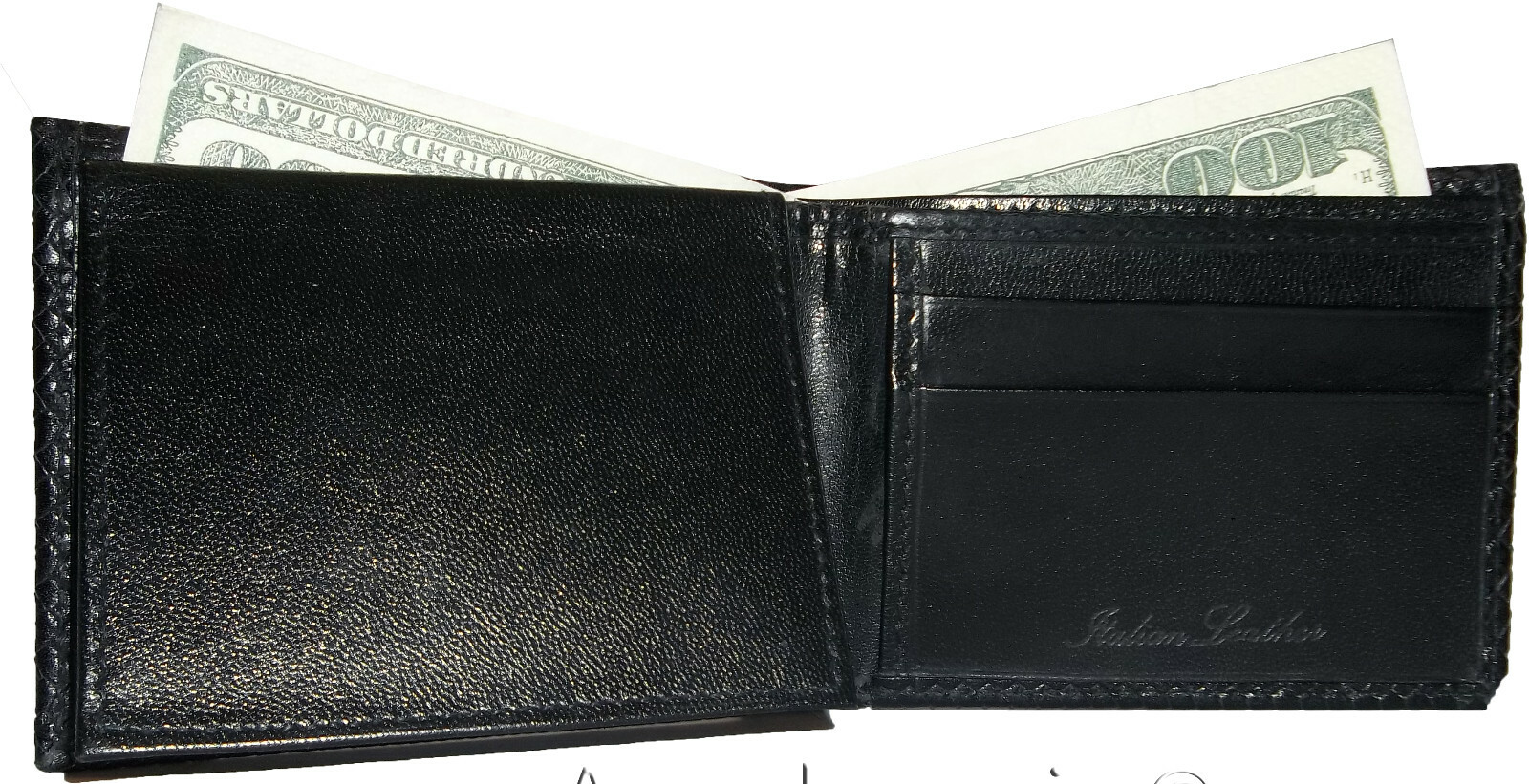 Lot of 3 New Lizard Skin Printed Leather Man's Black billfold wallet 6 cards ID - Image 11