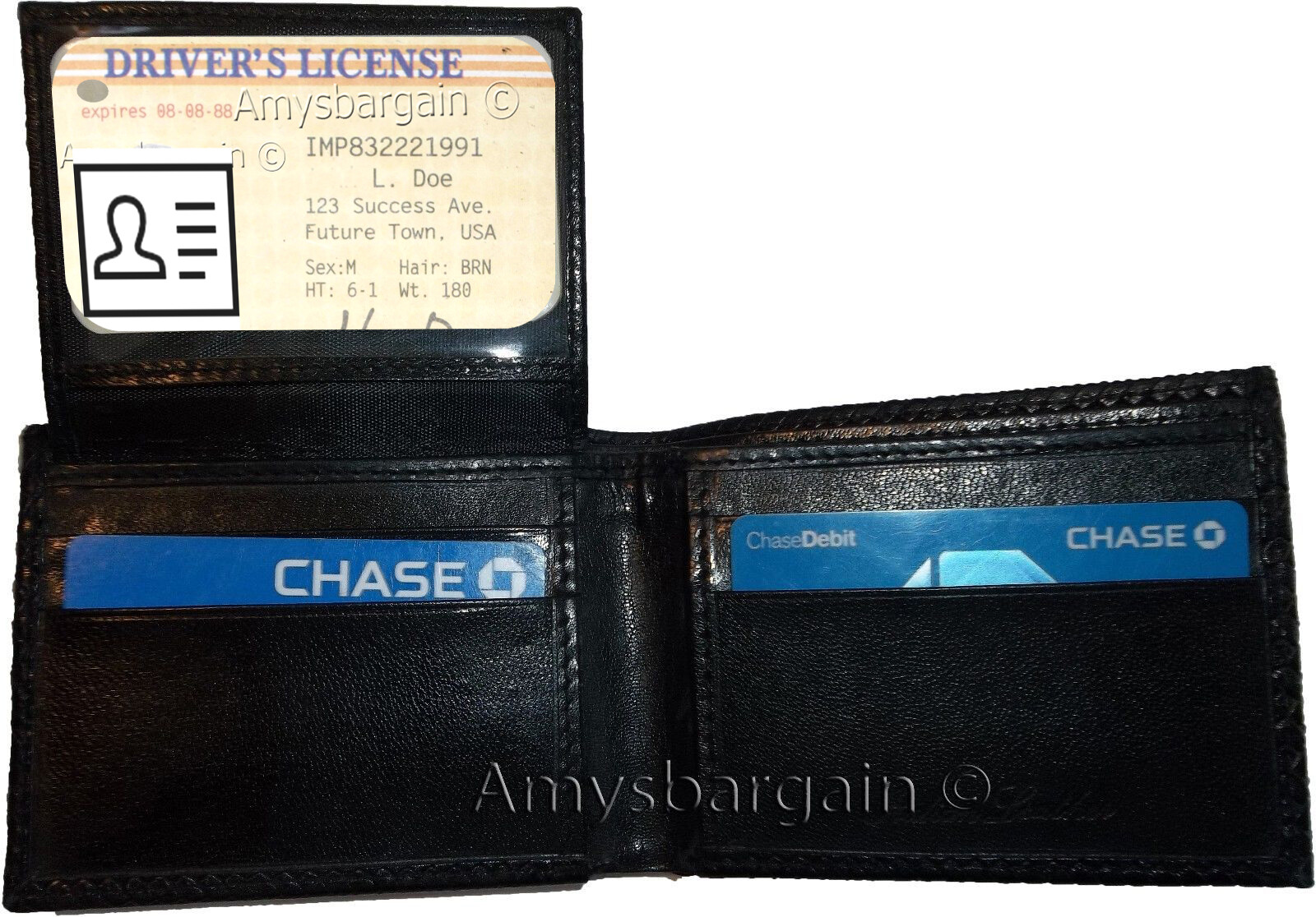 Lot of 3 New Lizard Skin Printed Leather Man's Black billfold wallet 6 cards ID - Image 13