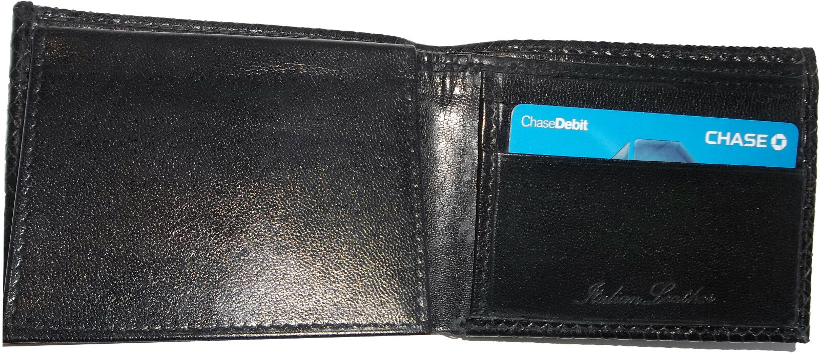 Lot of 3 New Lizard Skin Printed Leather Man's Black billfold wallet 6 cards ID - Image 7