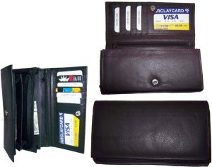 Lot of 3 Woman's Leather checkbook wallet 6 Credit card ID 7 Bill pockets BR New