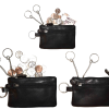 Lot of 3 leather change purse 3 Ring 2 zip pockets. unbranded Black coin case bn