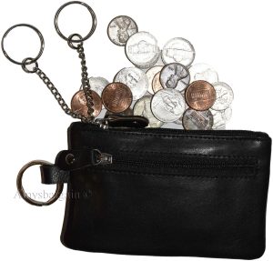 Lot of 3 leather change purse 3 Ring 2 zip pockets. unbranded Black coin case bn - Image 4
