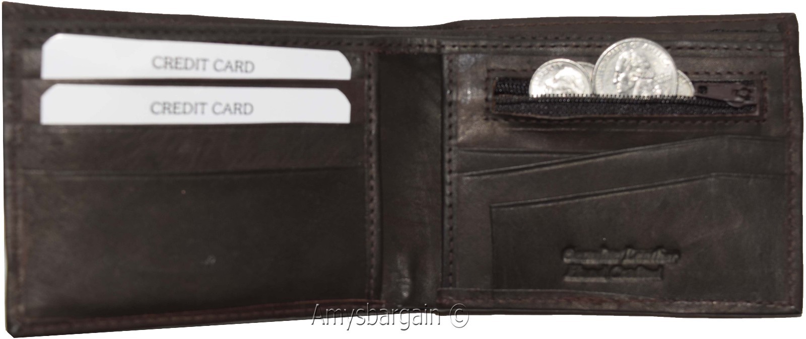 Lot of 3 man's wallet bifold 2-in-1 leather wallet 9 card slot 3 id 3 bill slots - Image 12