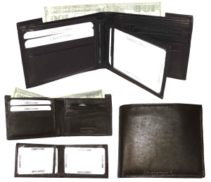 Lot of 3 man's wallet bifold 2-in-1 leather wallet 9 card slot 3 id 3 bill slots