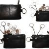 Lot of 4. Change purse, Leather Zip coin wallet 2 pocket coin case W/ key ring.