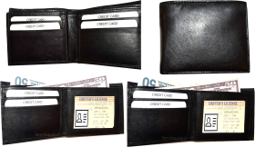 Lot of 4 Men's Bifold Leather wallet 3 bill slot ID case Change case Brand New