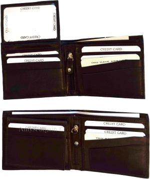 Lot of 4 Men's Bifold Leather wallet Genuine leather 3 bill slot Zip case New - Image 4