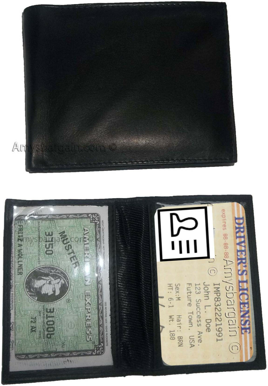 Lot of 4 Men's Soft Leather Black billfold Wallet 9 Credit Card 2 ID new walllet - Image 12