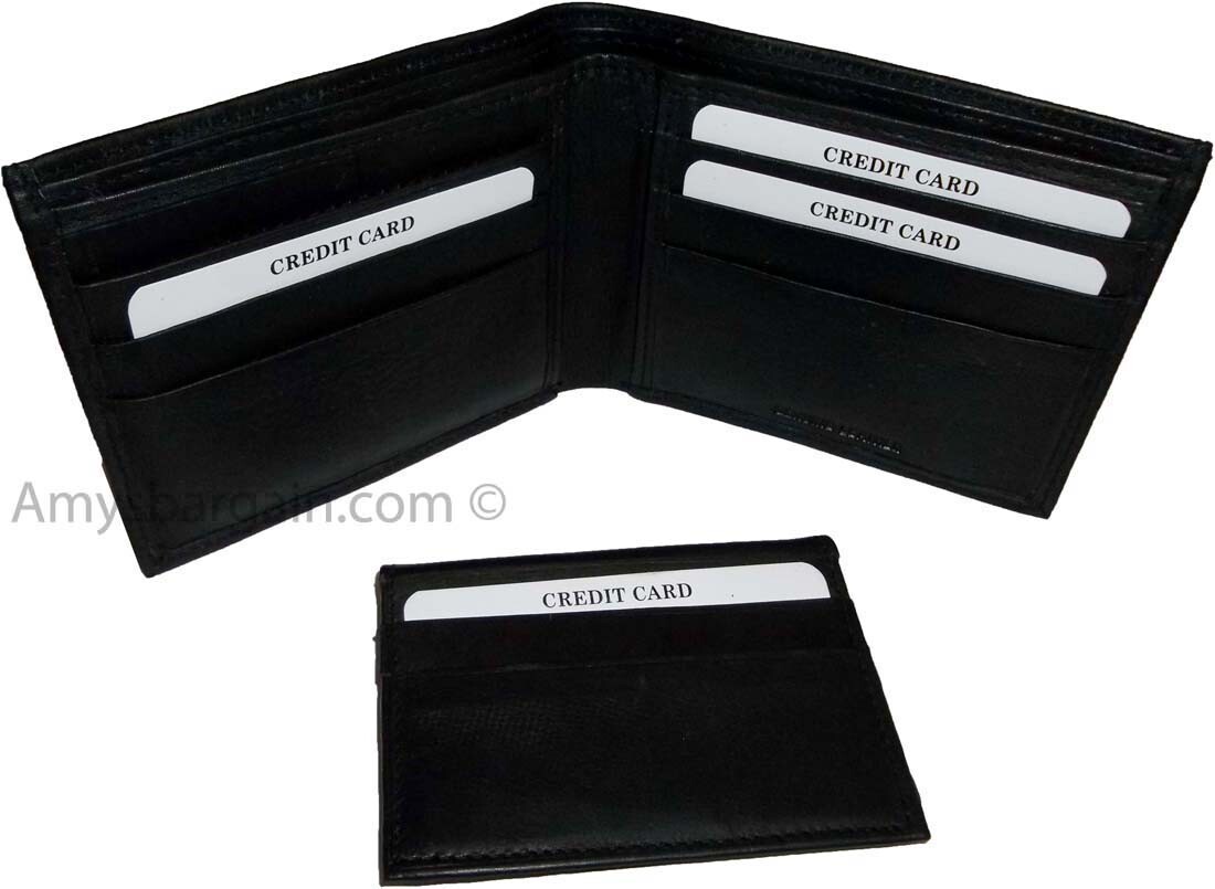 Lot of 4 Men's Soft Leather Black billfold Wallet 9 Credit Card 2 ID new walllet - Image 9