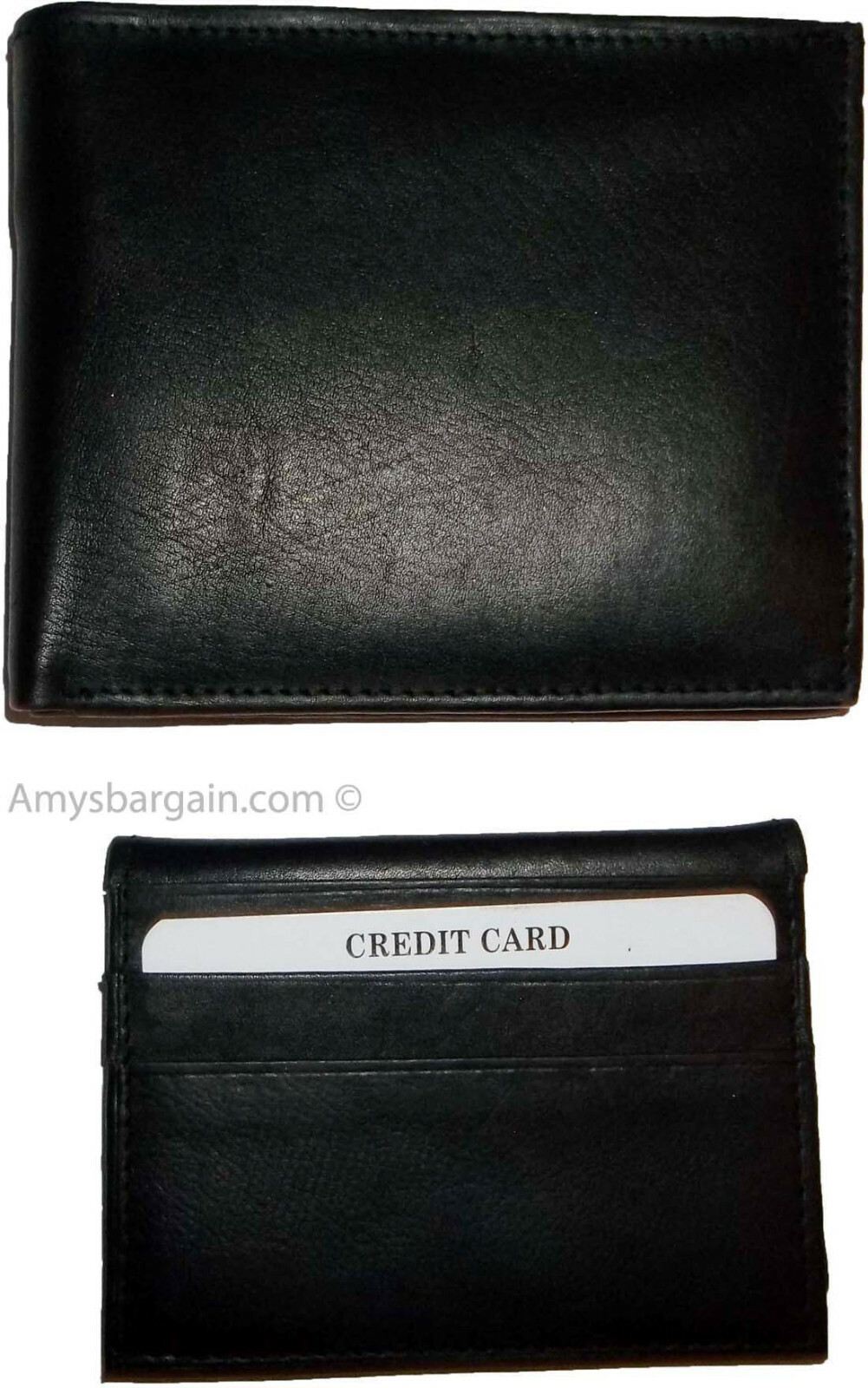 Lot of 4 Men's Soft Leather Black billfold Wallet 9 Credit Card 2 ID new walllet - Image 10