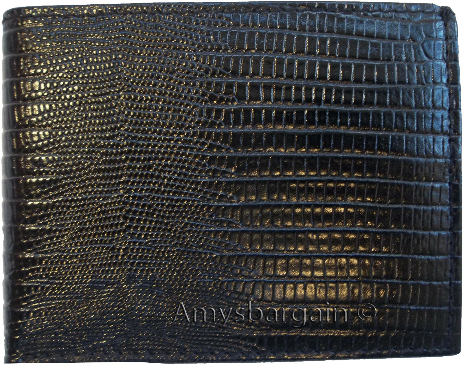 Lot of 4 New Lizard Skin Printed Leather Man's Black billfold wallet 6 cards ID - Image 12