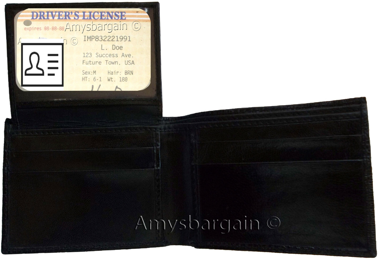 Lot of 4 New Lizard Skin Printed Leather Man's Black billfold wallet 6 cards ID - Image 5