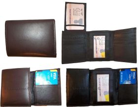 Lot of 4 New Trifold Leather Man’s wallet 2 ID 2 bill slots Black 6 card wallet