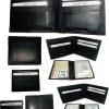 Lot of 5 New Men's Soft Leather Black billfold Wallet 9 Credit ATM Card 2 ID new