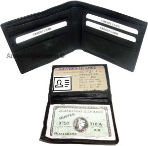 Lot of 5 New Men's Soft Leather Black billfold Wallet 9 Credit ATM Card 2 ID new - Image 8