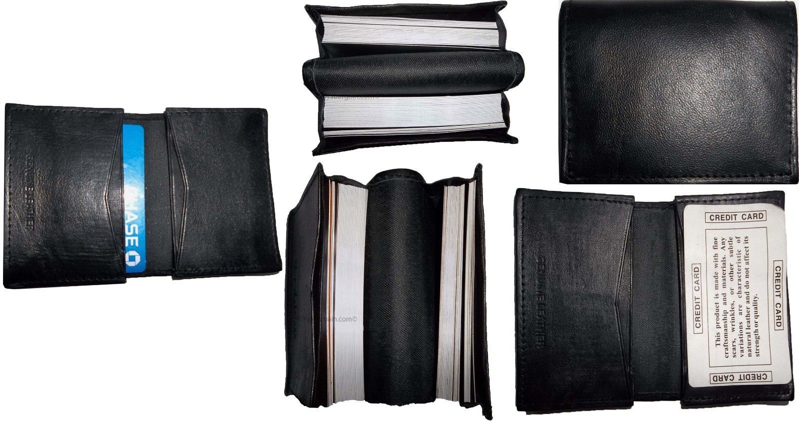 Lot of 5 New leather business card case, 50 plus card case, new Black card case
