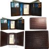 Lot of 5 men’s wallet Woven Printed genuine Leather Man's Brown Trifold wallet